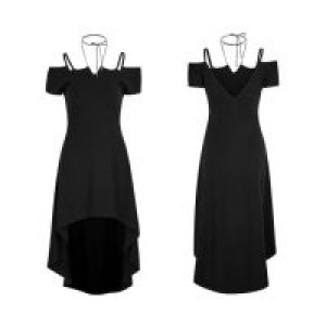  Goth strapless slim dress with rope necklace Punk Rave OPQ-246LQF/BK -  