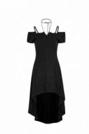  Goth strapless slim dress with rope necklace Punk Rave OPQ-246LQF/BK -  