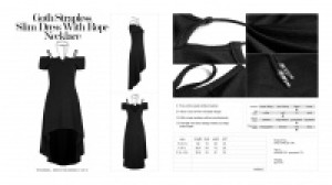  Goth strapless slim dress with rope necklace Punk Rave OPQ-246LQF/BK -  
