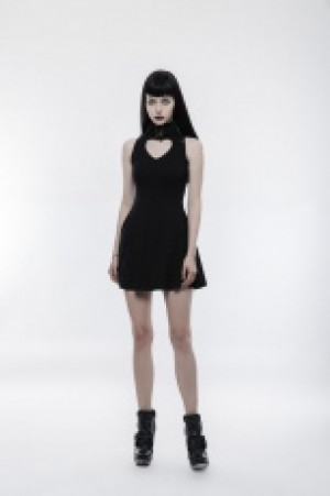  Goth heart shape breast hollow out laced dress Punk Rave OPQ-249LQF/BK -  