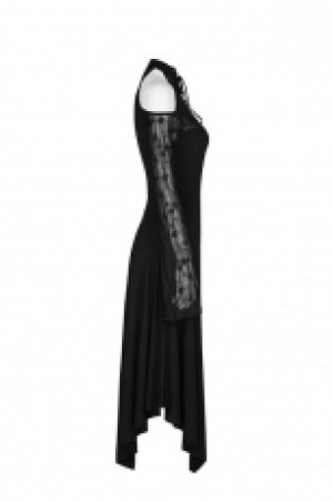  Gothic Dark lace spliced Off the shoulder Dress Punk Rave OPQ-250LQF/BK -  
