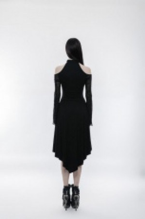  Gothic Dark lace spliced Off the shoulder Dress Punk Rave OPQ-250LQF/BK -  