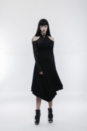  Gothic Dark lace spliced Off the shoulder Dress Punk Rave OPQ-250LQF/BK -  
