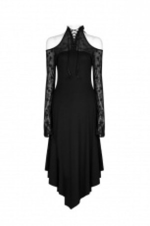  Gothic Dark lace spliced Off the shoulder Dress Punk Rave OPQ-250LQF/BK -  