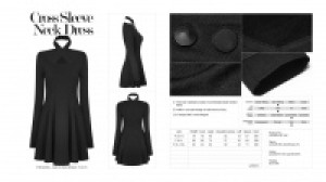  Cross Sleeve Neck Dress Punk Rave OPQ-281LQF/BK -  