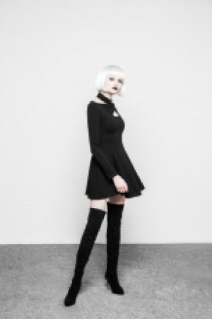 Cross Sleeve Neck Dress Punk Rave OPQ-281LQF/BK -  