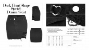  Dark Heart Shape Stretch Denim Skirt -  8