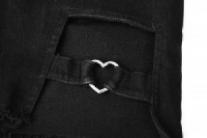  Dark Heart Shape Stretch Denim Skirt -  7