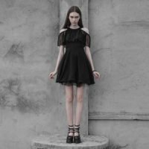  Chiffon Silk Dress Punk Rave OPQ-307LQF/BK -  