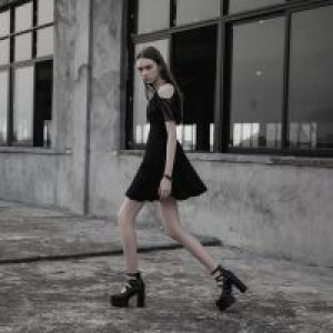  Chiffon Silk Dress Punk Rave OPQ-307LQF/BK -  