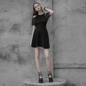  Chiffon Silk Dress Punk Rave OPQ-307LQF/BK -  
