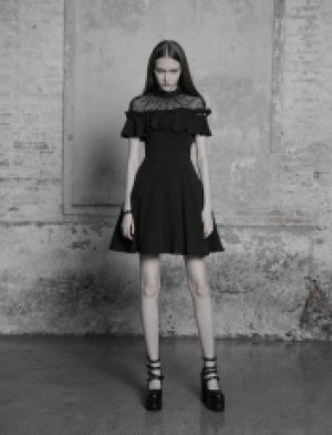  Lotus Leaf Side Stitching Dress Punk Rave OPQ-308LQF/BK -  