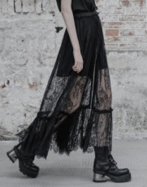  Gothic Zipper Lace Half Skirt Punk Rave OPQ-321BQF/BK -  