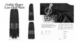  Gothic Zipper Lace Half Skirt Punk Rave OPQ-321BQF/BK -  