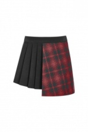  Punk Lattice material Asymmetrical Design Age-reduced Half Skirt Punk Rave OPQ-322BQF/BK-RD -  