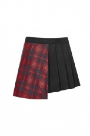  Punk Lattice material Asymmetrical Design Age-reduced Half Skirt Punk Rave OPQ-322BQF/BK-RD -  