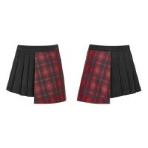  Punk Lattice material Asymmetrical Design Age-reduced Half Skirt Punk Rave OPQ-322BQF/BK-RD -  