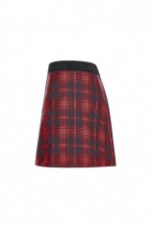  Punk Lattice material Asymmetrical Design Age-reduced Half Skirt Punk Rave OPQ-322BQF/BK-RD -  