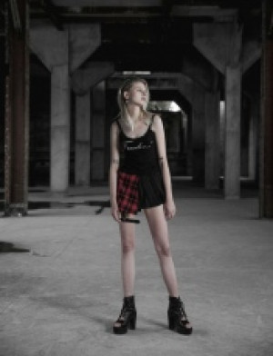  Punk Lattice material Asymmetrical Design Age-reduced Half Skirt Punk Rave OPQ-322BQF/BK-RD -  