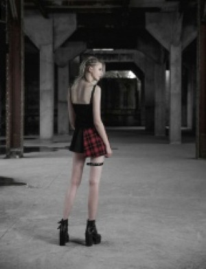  Punk Lattice material Asymmetrical Design Age-reduced Half Skirt Punk Rave OPQ-322BQF/BK-RD -  