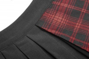  Punk Lattice material Asymmetrical Design Age-reduced Half Skirt Punk Rave OPQ-322BQF/BK-RD -  