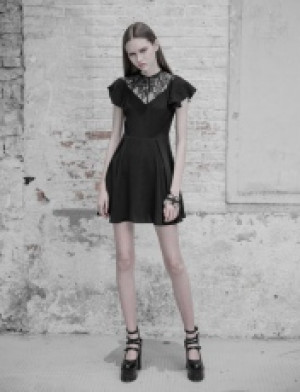  Gothic Lace Stitching V-collar Dress Punk Rave OPQ-333LQF/BK -  