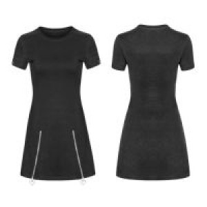  Dark Minimalist Slim Short Sleeve Age-cut Dresses Punk Rave OPQ-337LQF/BK -  
