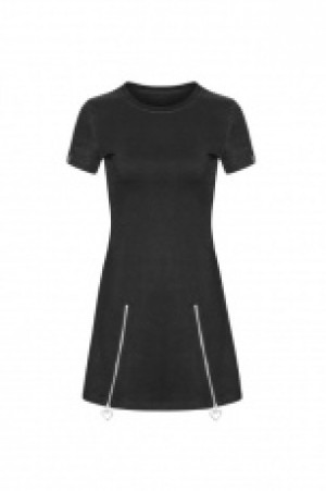  Dark Minimalist Slim Short Sleeve Age-cut Dresses Punk Rave OPQ-337LQF/BK -  