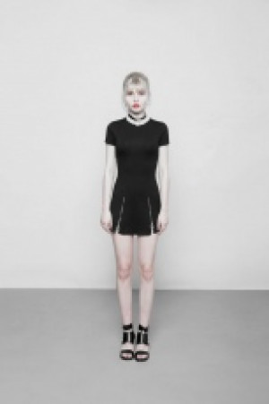  Dark Minimalist Slim Short Sleeve Age-cut Dresses Punk Rave OPQ-337LQF/BK -  