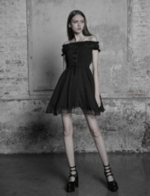  Off Shoulder Lolita Bandage Dress Punk Rave OPQ-338LQF/BK -  