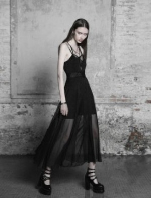  Goth Strap Lace Chiffon Dress -  4