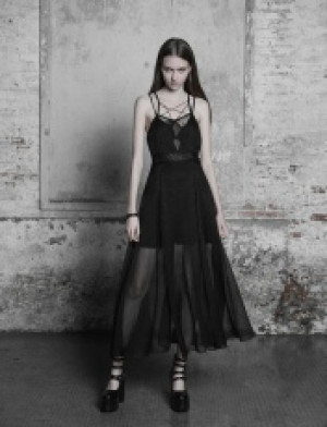  Goth Strap Lace Chiffon Dress -  6