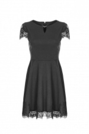  Goth Lace Stitching V-collar Dress -  1