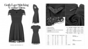  Goth Lace Stitching V-collar Dress -  8