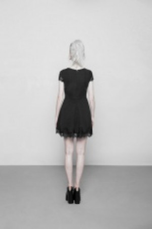  Goth Lace Stitching V-collar Dress -  6