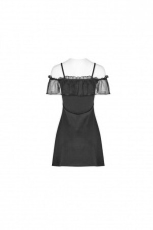  Imitation Silk Wrinkle Stitching A Pendulum Strap Dress -  2
