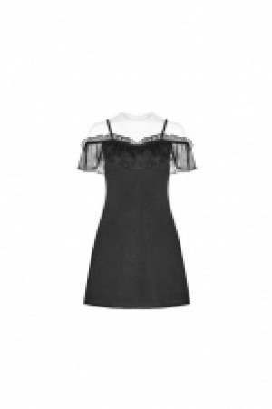  Imitation Silk Wrinkle Stitching A Pendulum Strap Dress -  1