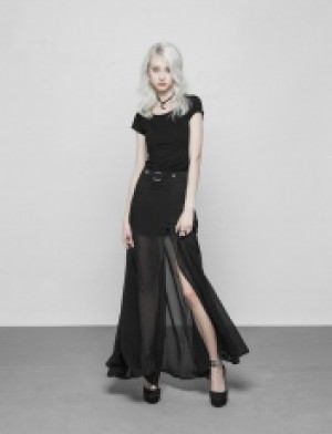  Punk Chiffon Slit Skirt -  6