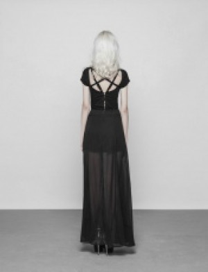  Punk Chiffon Slit Skirt -  5