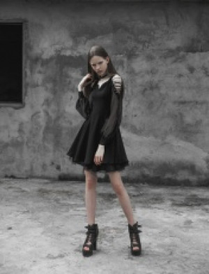  Strapless Corn Bandage V-collar Dress Punk Rave OPQ-365LQF/BK -  