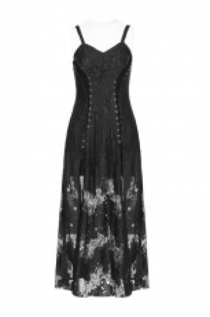  Dark Lace Strap Heavy Industry Corn Rope Slit Dress Punk Rave OPQ-379LQF/BK -  