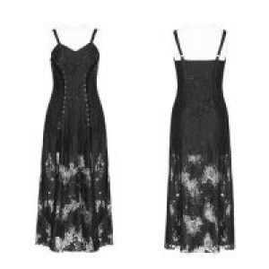  Dark Lace Strap Heavy Industry Corn Rope Slit Dress Punk Rave OPQ-379LQF/BK -  
