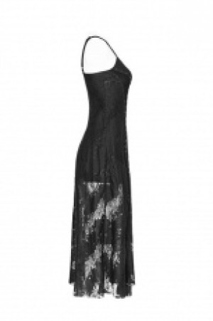  Dark Lace Strap Heavy Industry Corn Rope Slit Dress Punk Rave OPQ-379LQF/BK -  