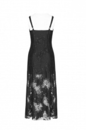  Dark Lace Strap Heavy Industry Corn Rope Slit Dress Punk Rave OPQ-379LQF/BK -  
