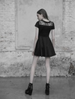 Hollow Lace Stitching Dress Punk Rave OPQ-384LQF/BK -  