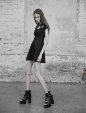 Hollow Lace Stitching Dress Punk Rave OPQ-384LQF/BK -  