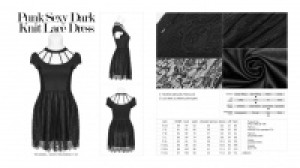  Punk Sexy Dark Knit Lace Dress Punk Rave OPQ-385LQF/BK -  