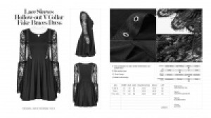  Lace Sleeves Hollow-out V Collar Fake Braces Dress Punk Rave OPQ-391LQF/BK -  