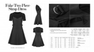  Fake Two Piece Strap Dress Punk Rave OPQ-393LQF/BK -  