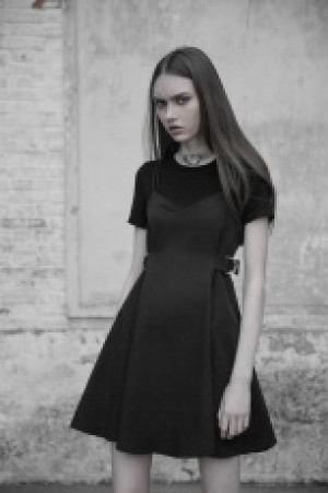  Fake Two Piece Strap Dress Punk Rave OPQ-393LQF/BK -  